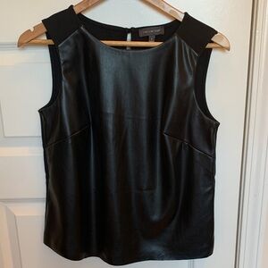 The Limited Black Faux Leather Sleeveless Blouse